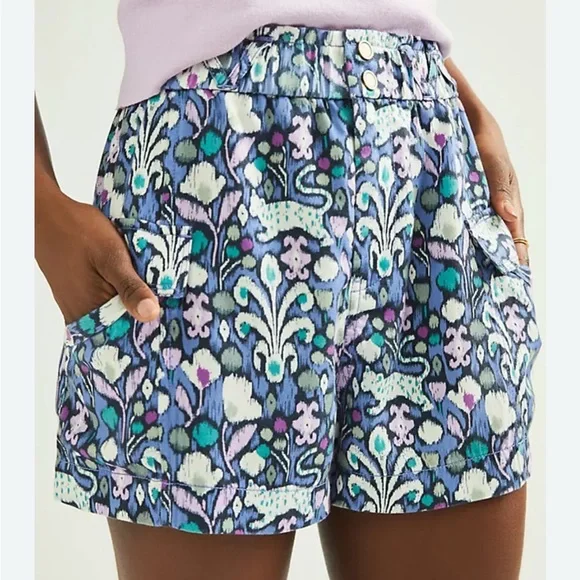 Anthropologie Estelle Blue and Pink Cargo Shorts - Picture 5 of 7